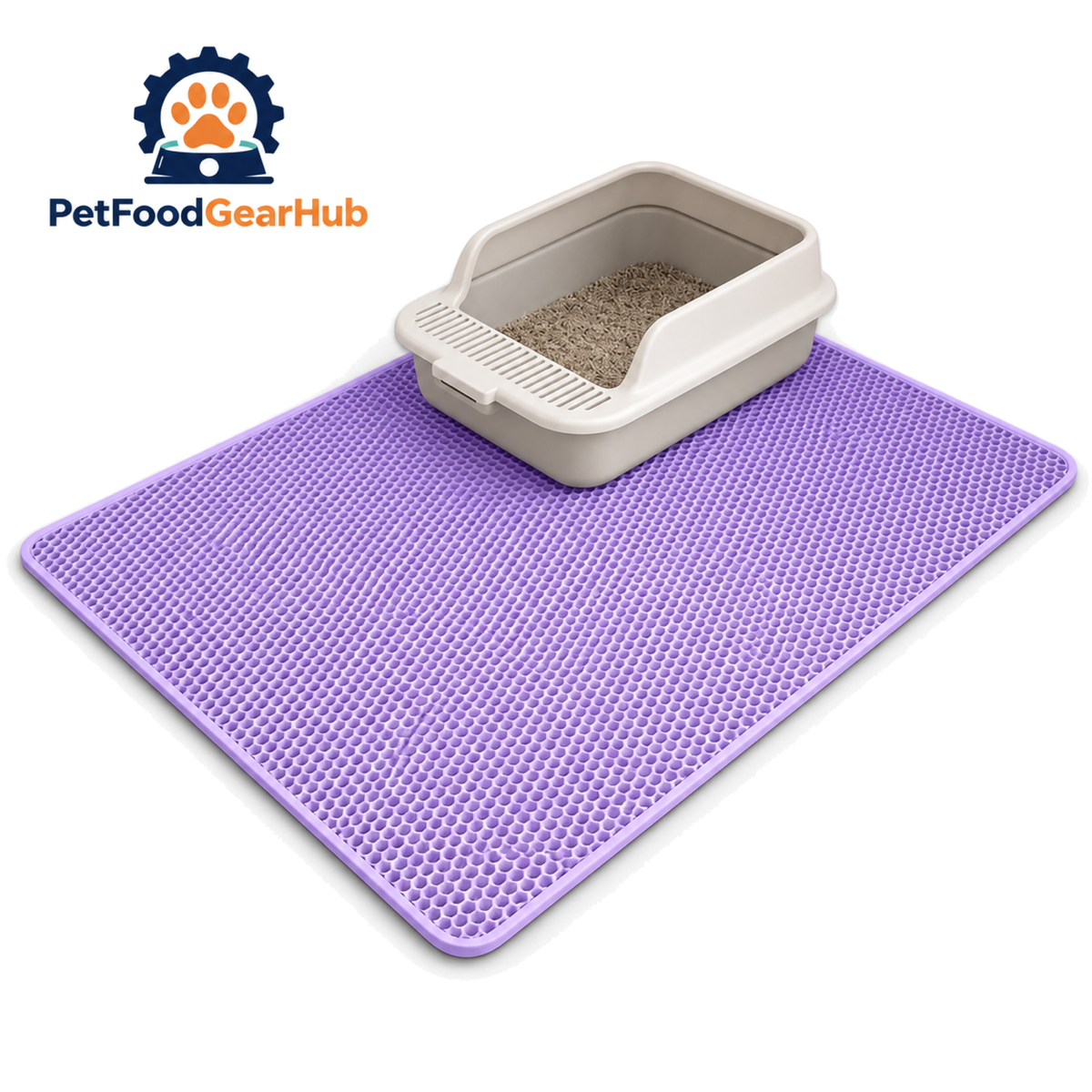 PetFoodGearHub purple honeycomb cat litter mat