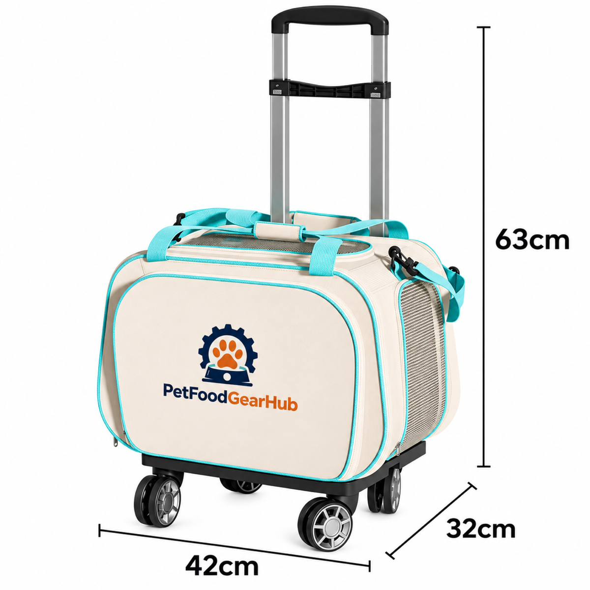 PetFoodGearHub Rolling Pet Carrier with Telescoping Handle - product view