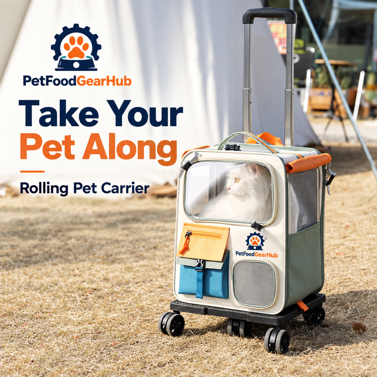 PetFoodGearHub Rolling Pet Carrier with Telescoping Handle - product details