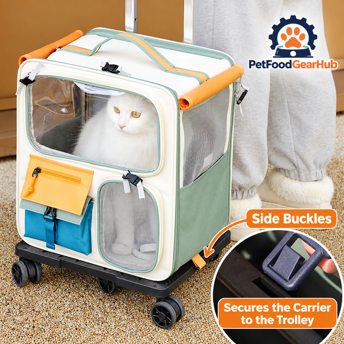 PetFoodGearHub Rolling Pet Carrier with Telescoping Handle - product details