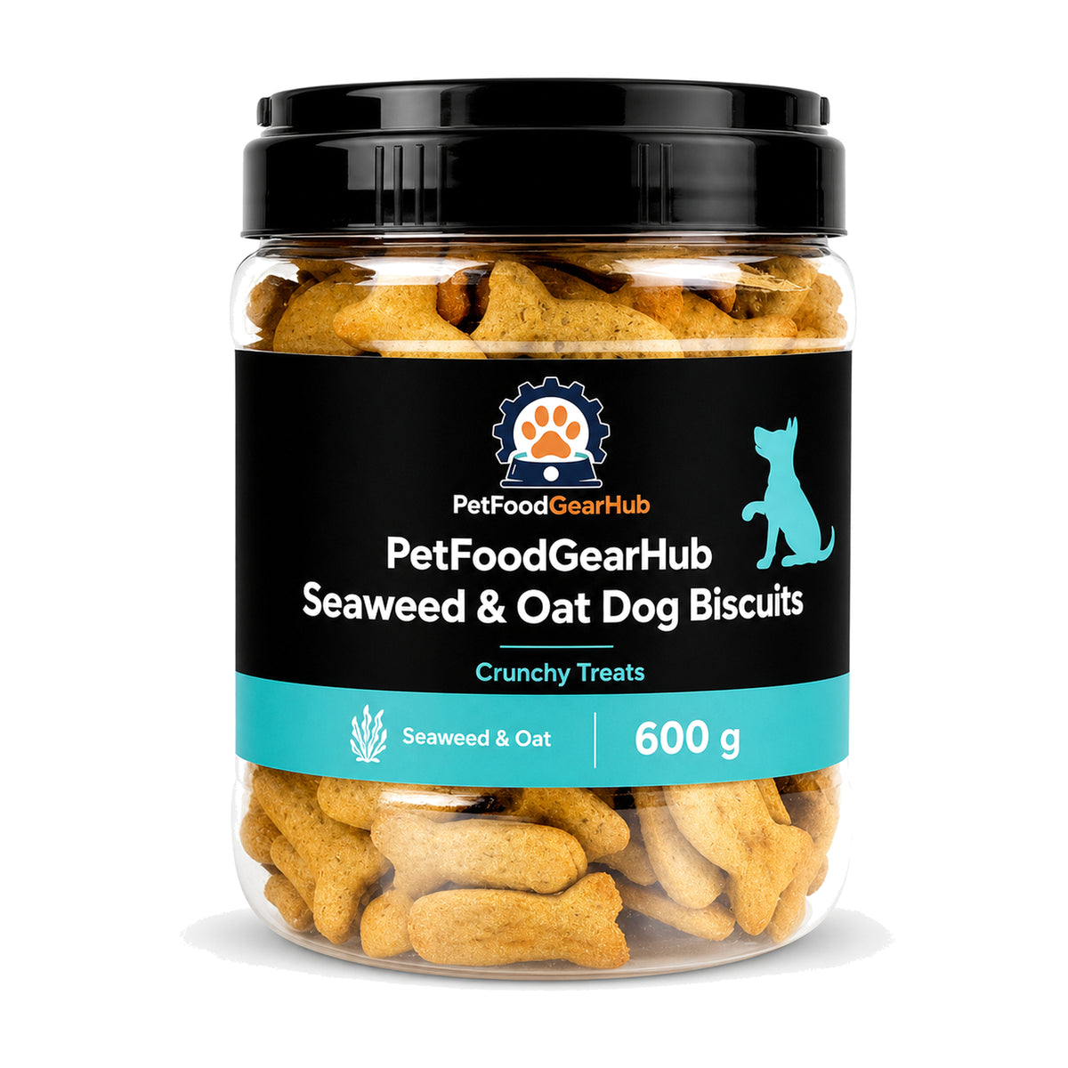 PetFoodGearHub seaweed and oat dog biscuits 600 g jar