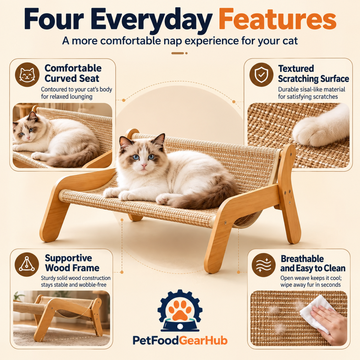 PetFoodGearHub Sisal Cat Scratcher Lounge Chair - 54 cm - product details
