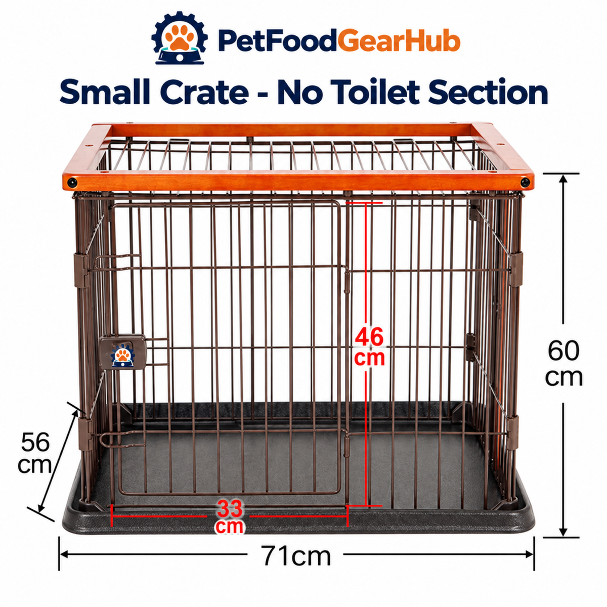 PetFoodGearHub Small Wood-Frame Pet Crate - 71 x 56 x 60 cm - product view
