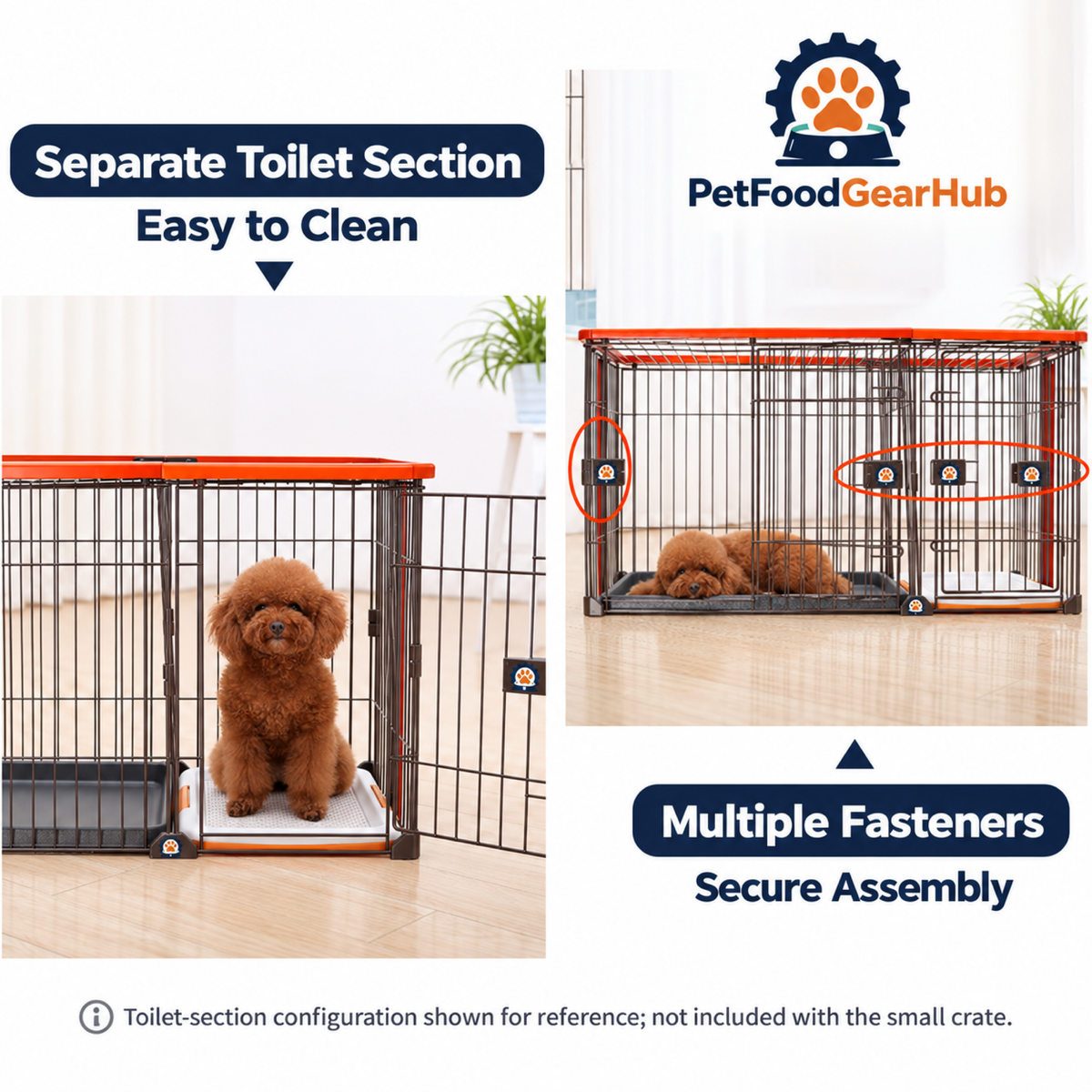PetFoodGearHub Small Wood-Frame Pet Crate - 71 x 56 x 60 cm - product details