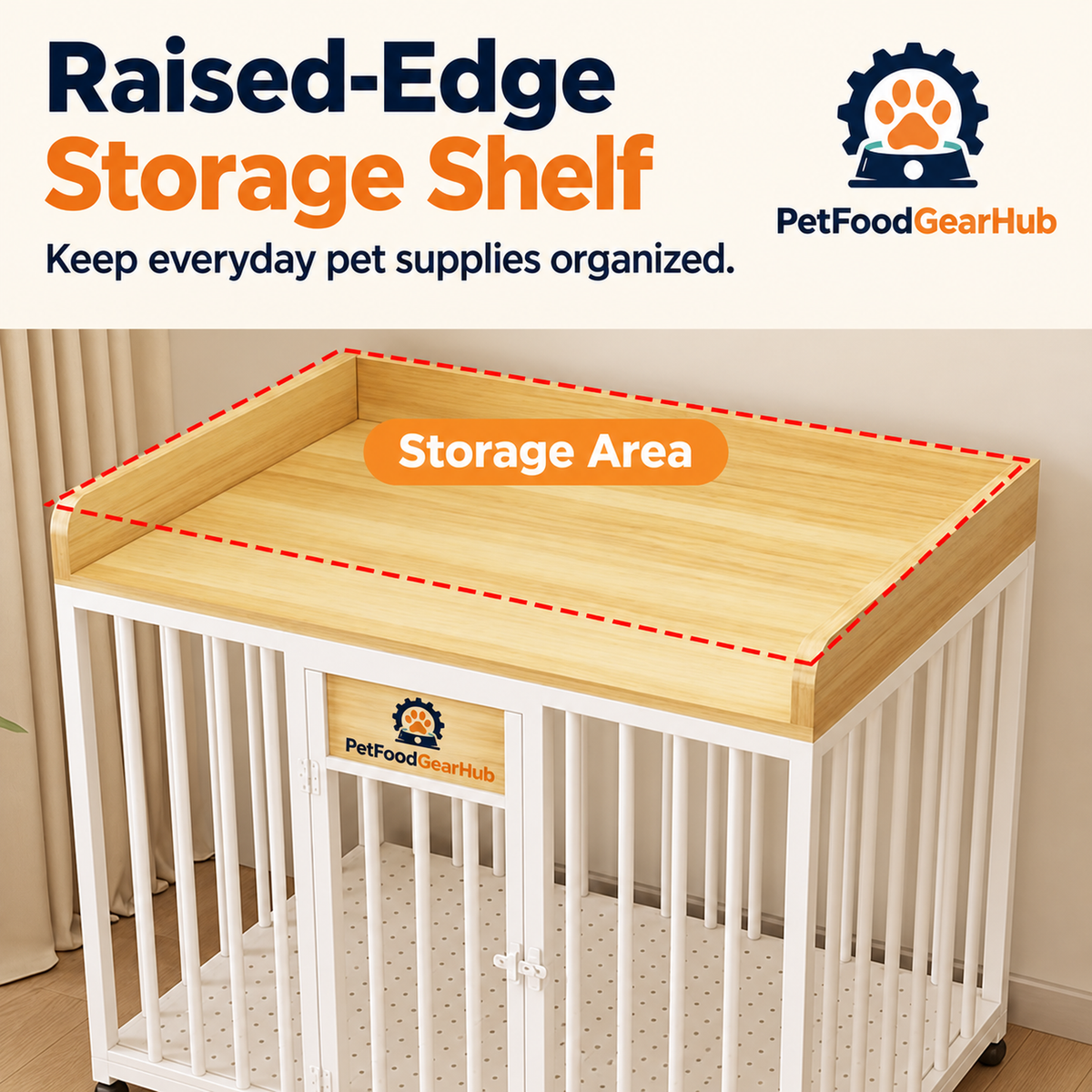 PetFoodGearHub Dog crate storage shelf