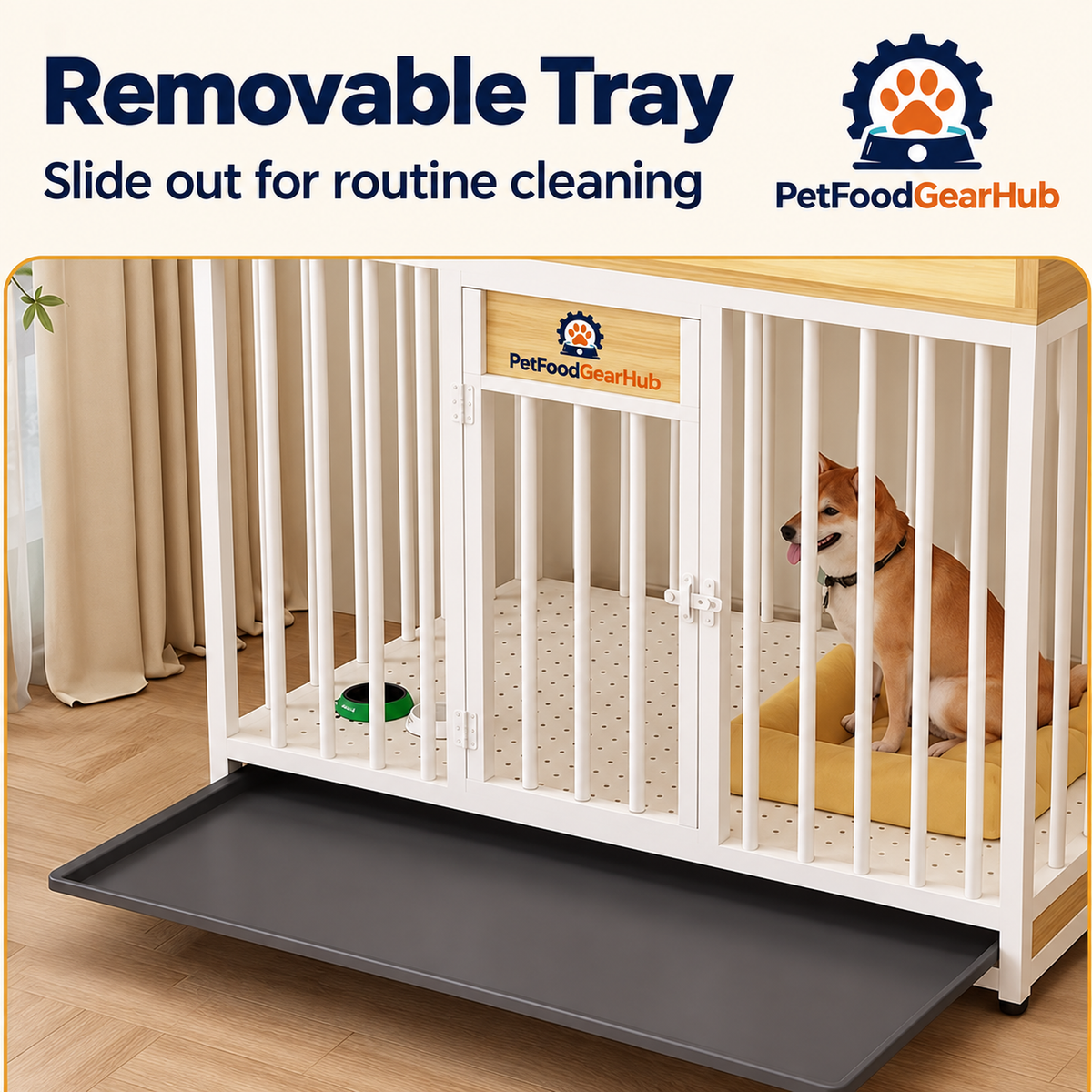 PetFoodGearHub Dog crate removable tray