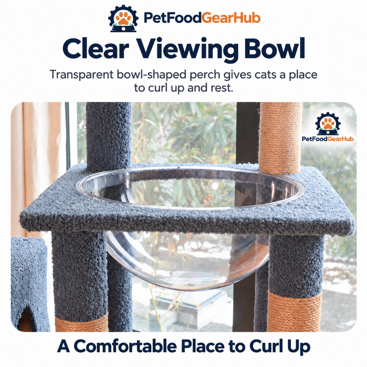 PetFoodGearHub Tall Castle Cat Tree with Condos and Clear Bowl - product details