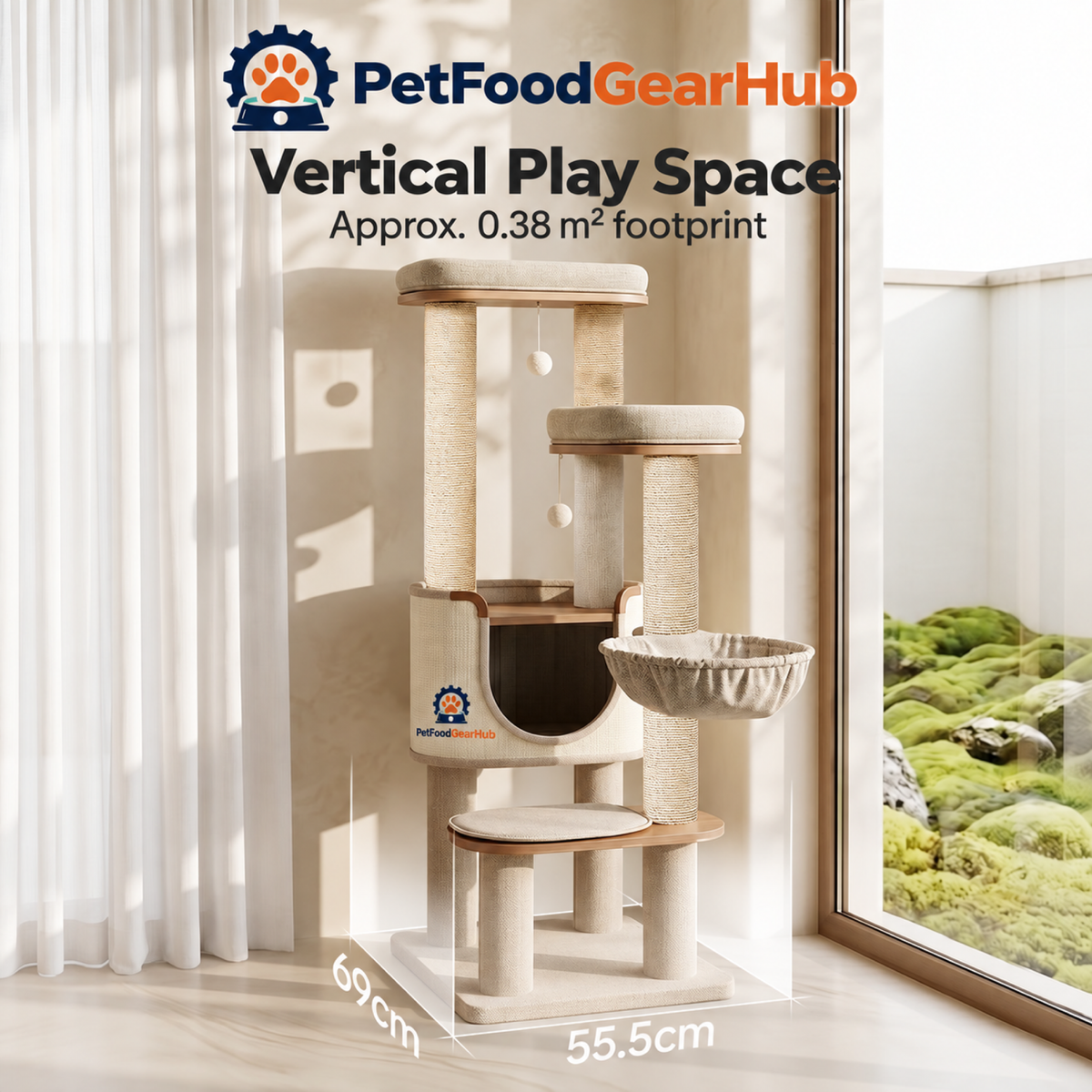PetFoodGearHub Tall Cat Tree with Condo and Resting Perches - product details