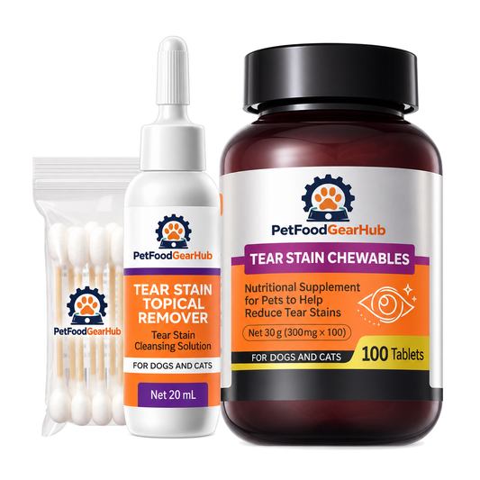 PetFoodGearHub tear stain care set with 20 mL serum and 30 g chewables