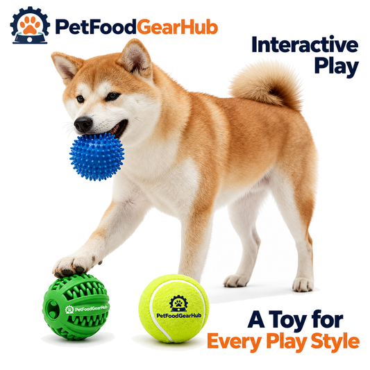 PetFoodGearHub three-piece dog treat and play ball set