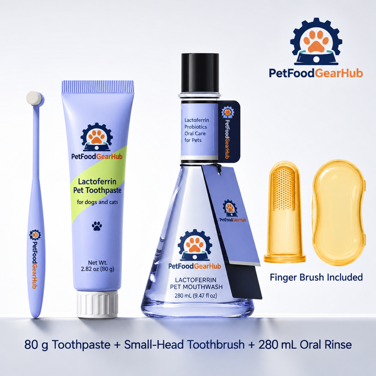 PetFoodGearHub toothpaste oral rinse brush set