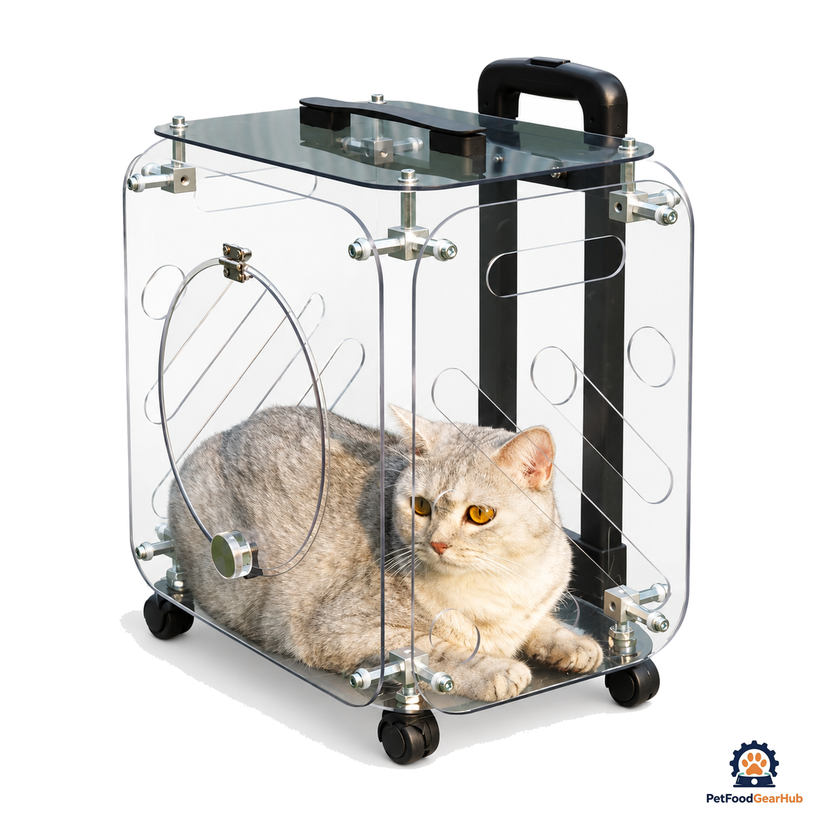 PetFoodGearHub Transparent Pet Rolling Carrier - product view 1
