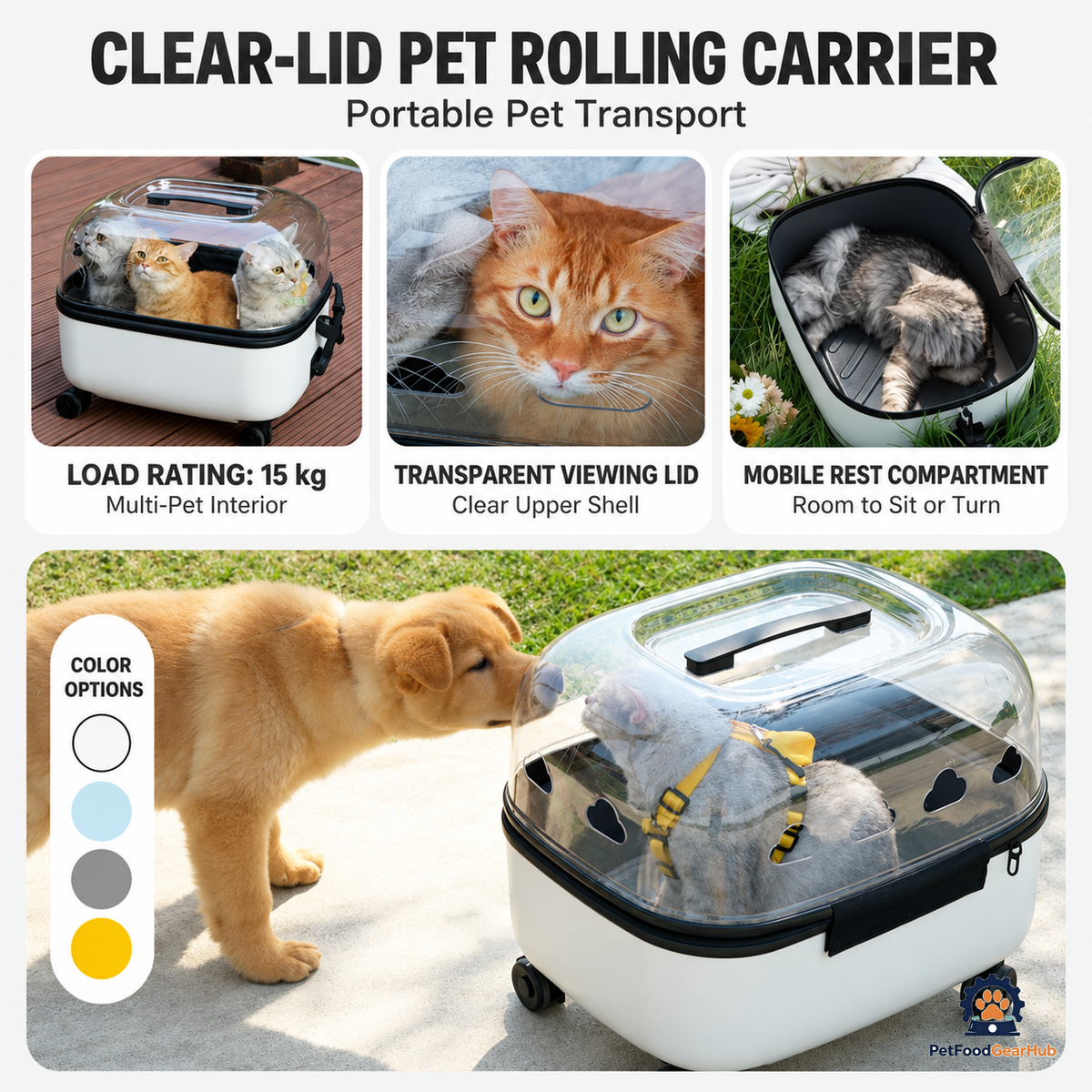 PetFoodGearHub Ventilated Pet Rolling Carrier - product view 2