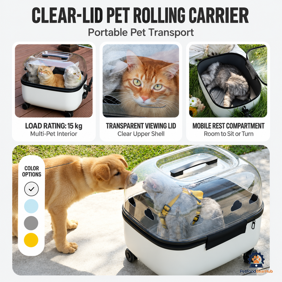 PetFoodGearHub Ventilated Pet Rolling Carrier - product view 7