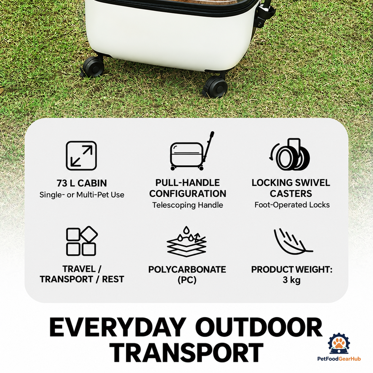 PetFoodGearHub Ventilated Pet Rolling Carrier - product view 14