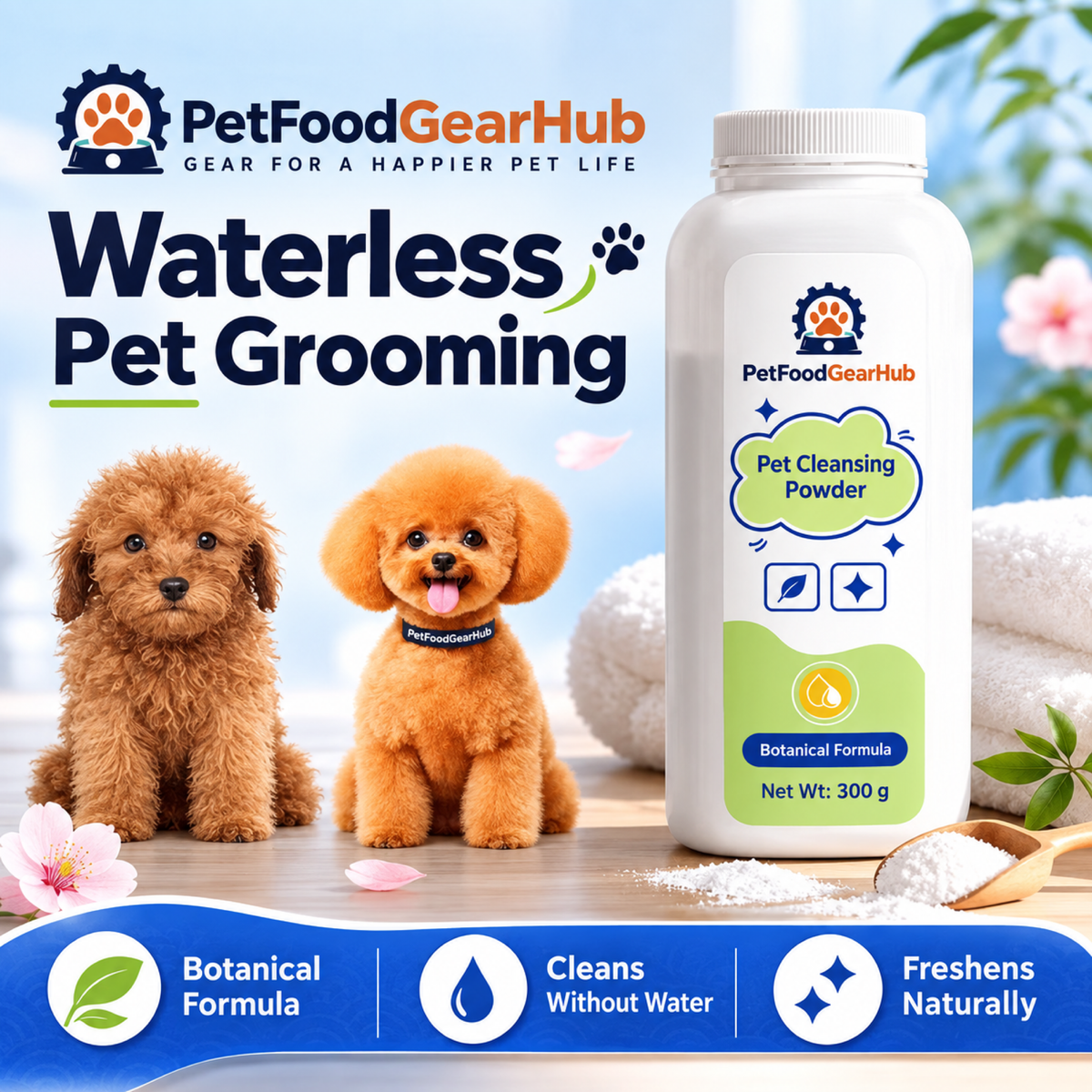 PetFoodGearHub waterless pet grooming powder