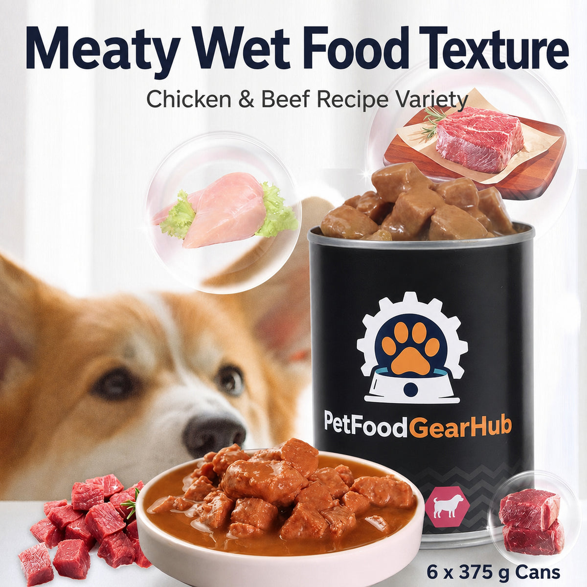 PetFoodGearHub chicken and beef wet dog food texture