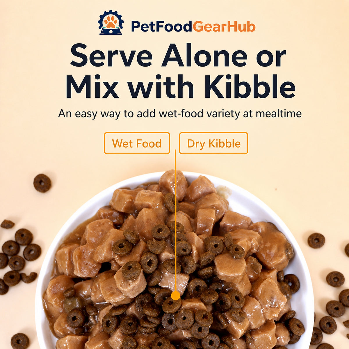 PetFoodGearHub wet dog food served alone or mixed with kibble