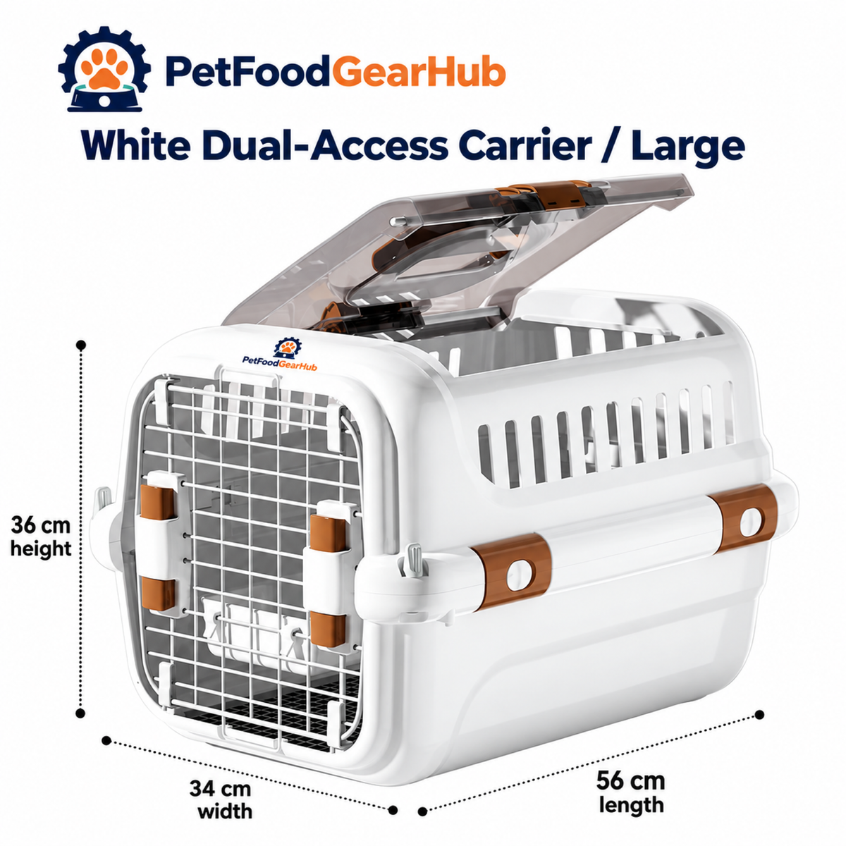PetFoodGearHub White Dual-Opening Pet Carrier - Large - product view