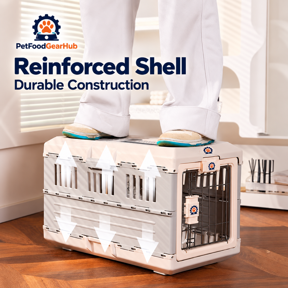 PetFoodGearHub White/Gray Folding Pet Carrier - Large Wheel & Strap Set - product details