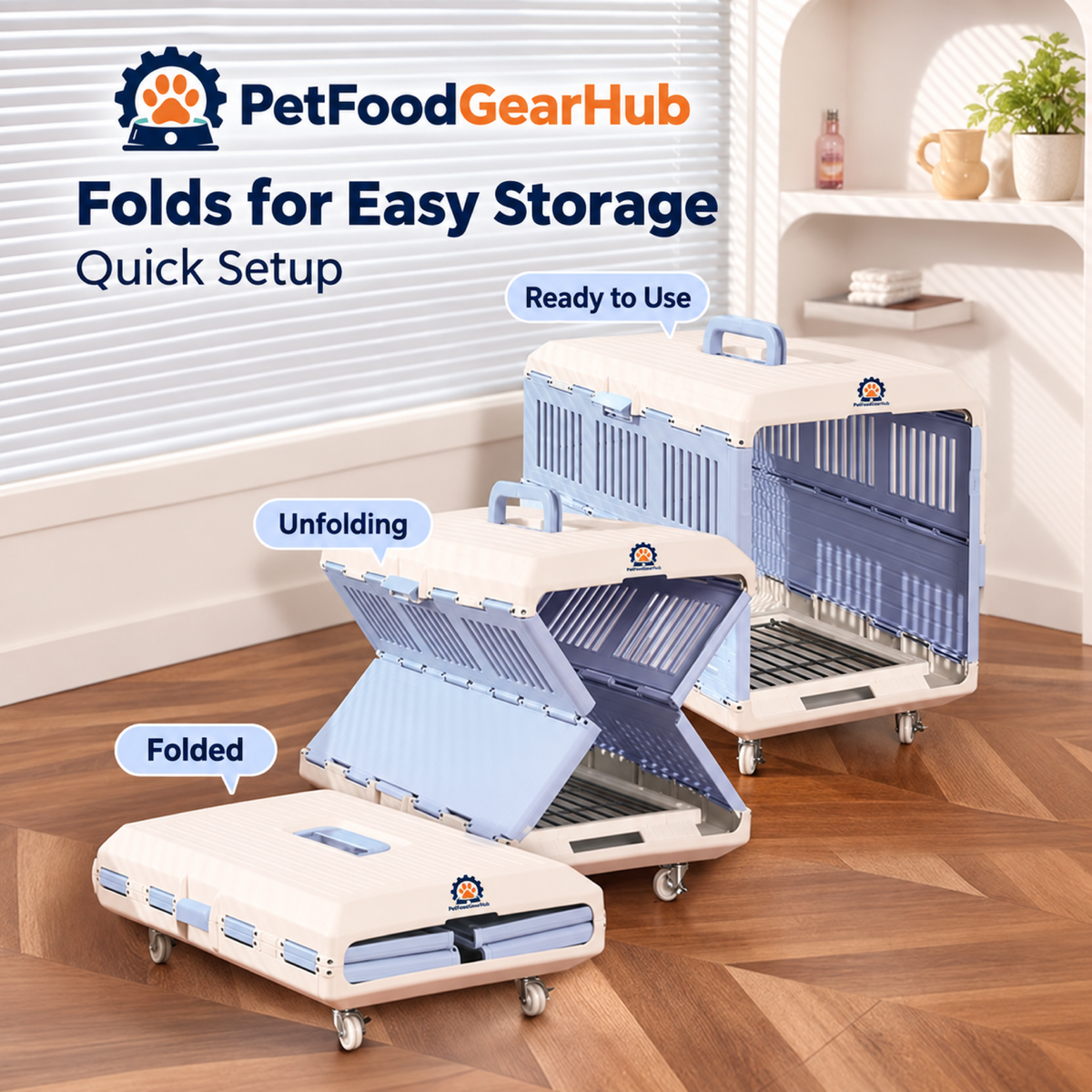 PetFoodGearHub White/Gray Folding Pet Carrier - Large Wheel & Strap Set - product details