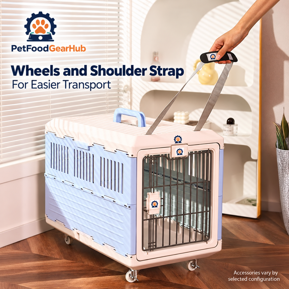 PetFoodGearHub White/Gray Folding Pet Carrier - Large Wheel & Strap Set - product details