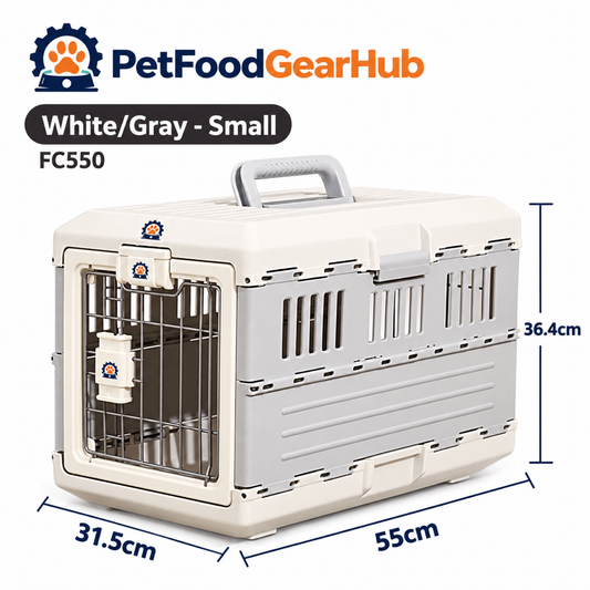 PetFoodGearHub White/Gray Folding Pet Carrier - Small - product view