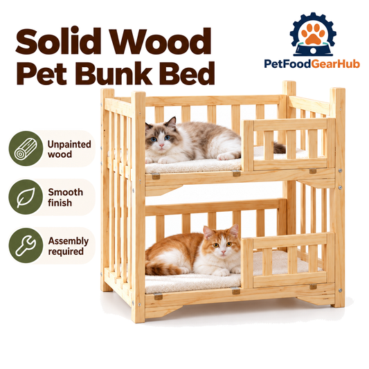 PetFoodGearHub wooden pet bunk bed details