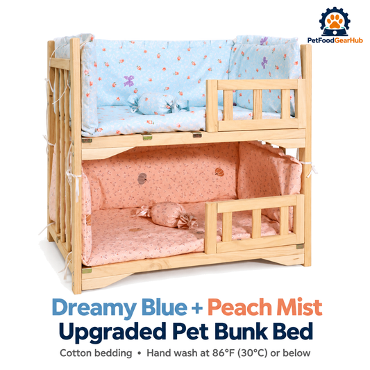 PetFoodGearHub Dreamy Blue + Peach Mist | Upgraded Pet Bunk Bed