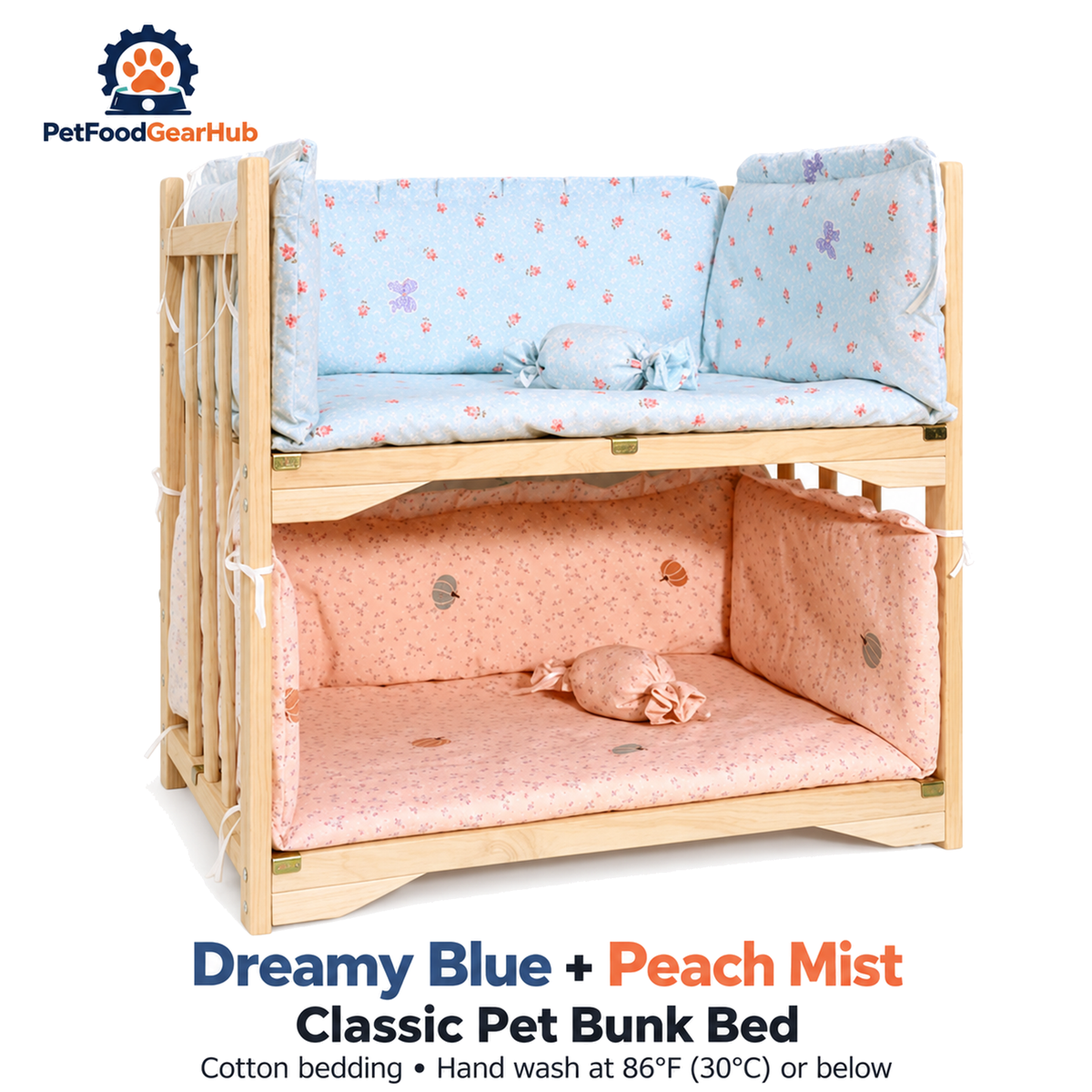 PetFoodGearHub Dreamy Blue + Peach Mist | Classic Pet Bunk Bed
