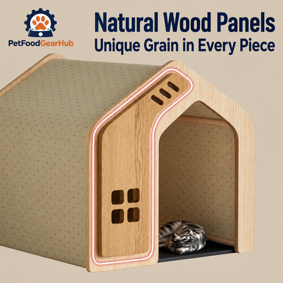 PetFoodGearHub wooden pet house, canopy and construction details