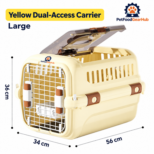 PetFoodGearHub Yellow Dual-Opening Pet Carrier - Large - product view