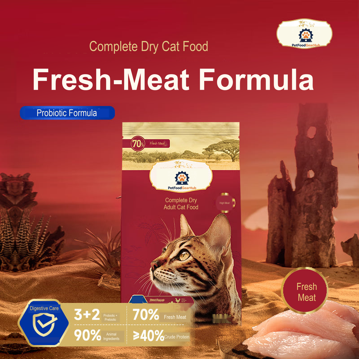 PetFoodGearHub adult cat food fresh-meat formula and composition overview