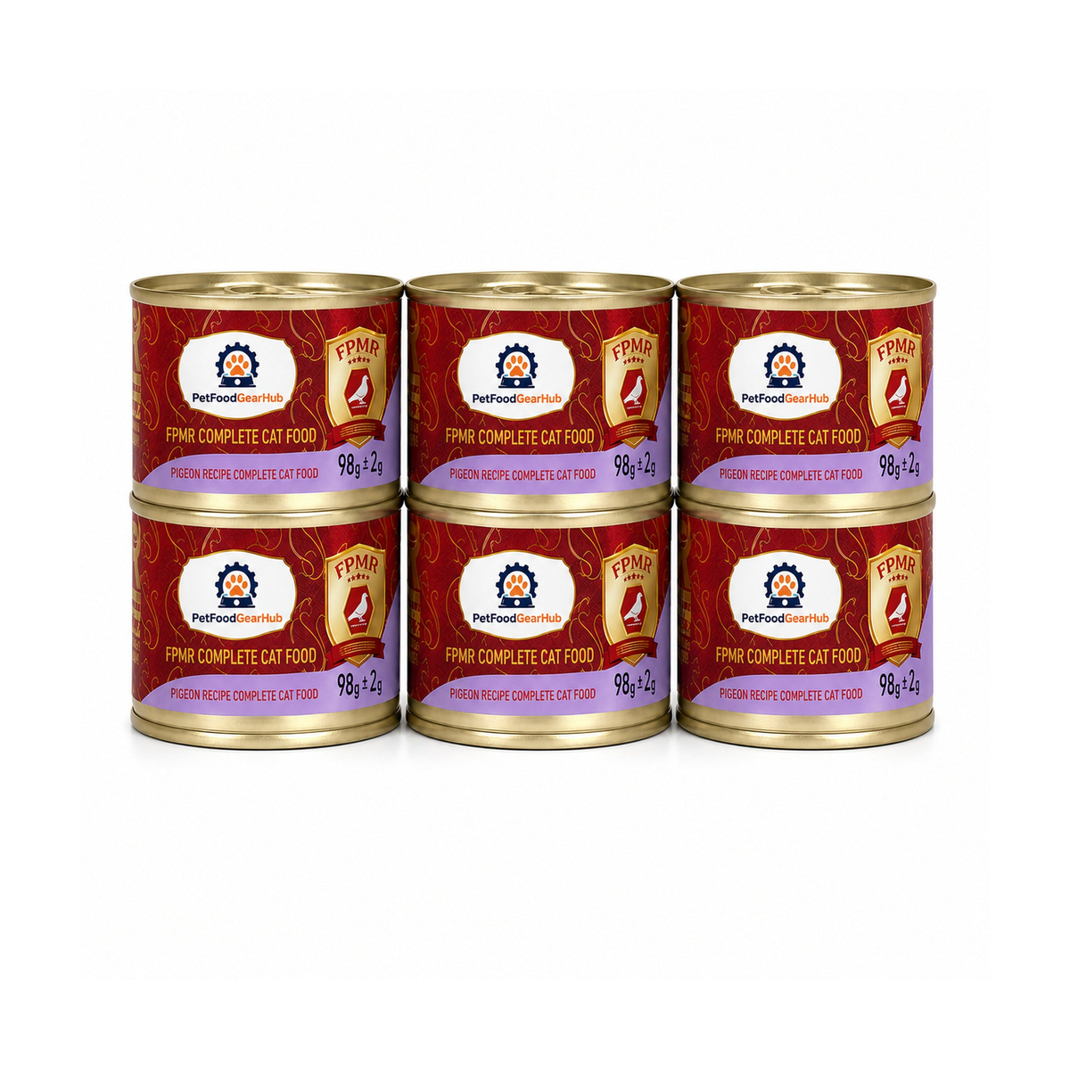PetFoodGearHub FPMR pigeon recipe complete wet cat food, six-can pack