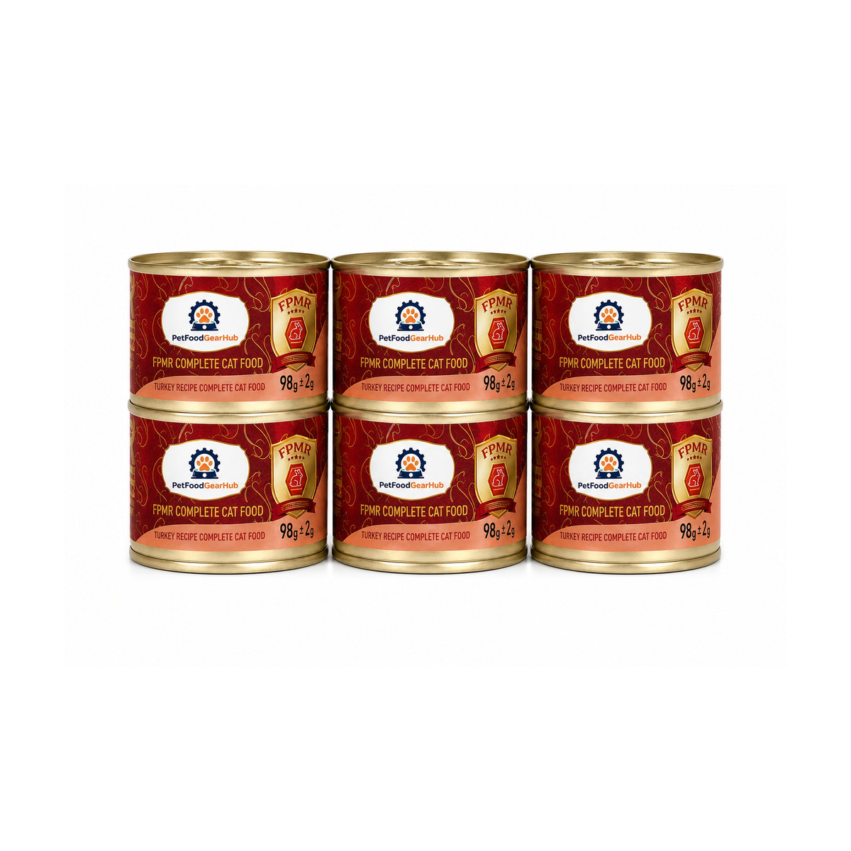 PetFoodGearHub FPMR turkey recipe complete wet cat food, six-can pack