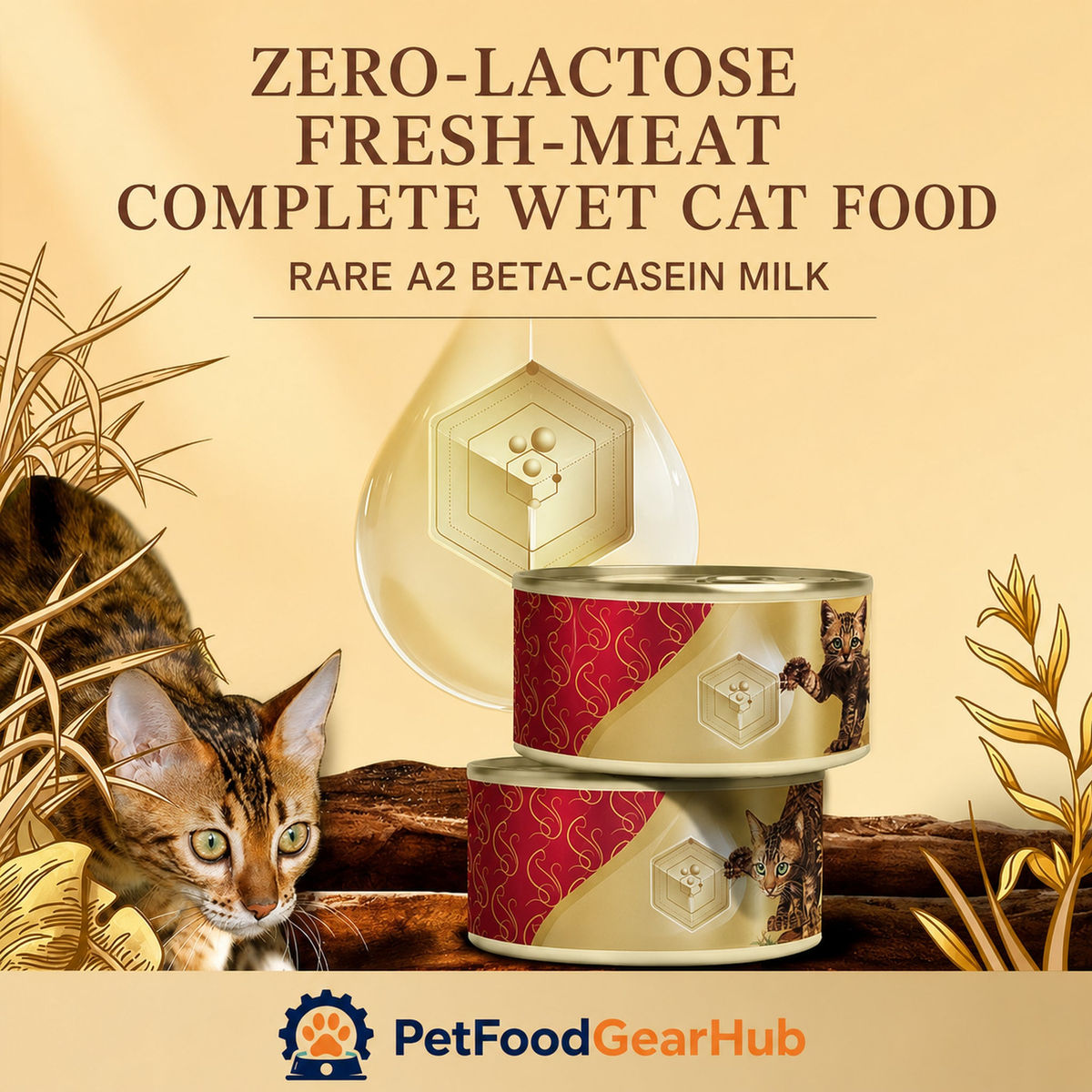 PetFoodGearHub zero-lactose fresh-meat wet cat food with A2 beta-casein milk