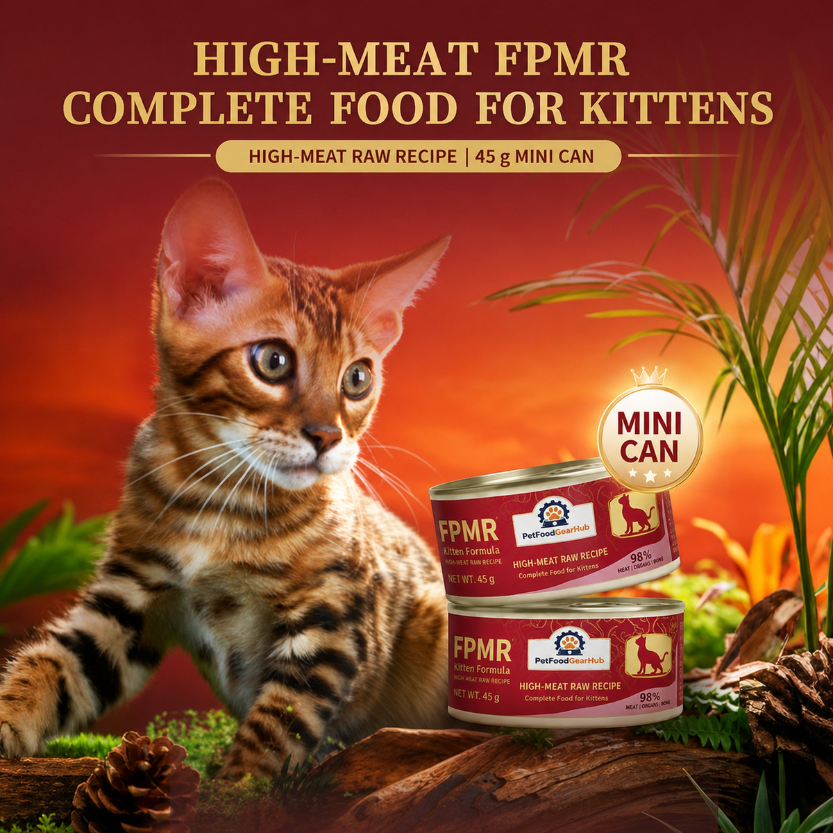 PetFoodGearHub FPMR high-meat complete food for kittens with 45 g mini cans