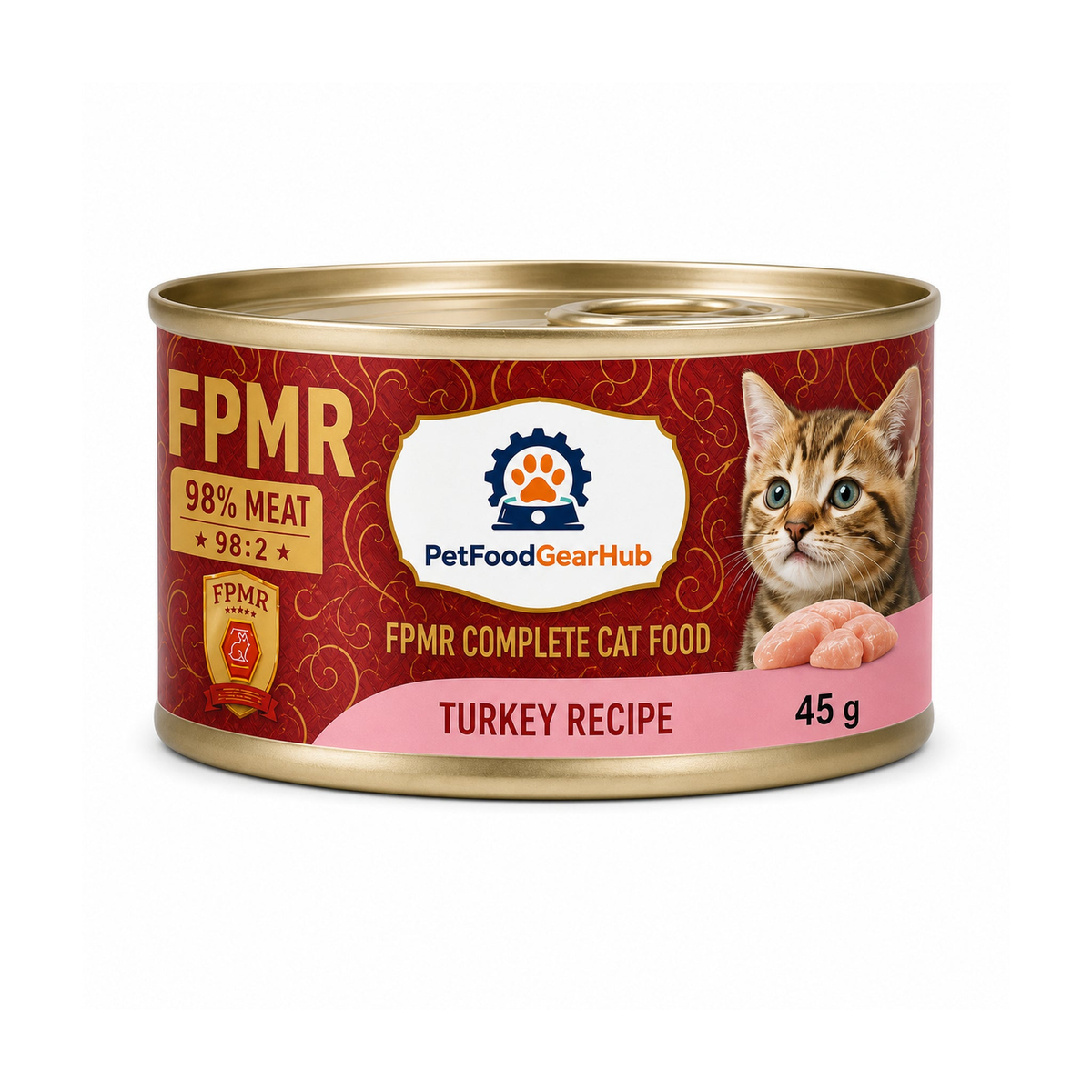 PetFoodGearHub FPMR turkey recipe complete wet cat food for adult cats and kittens, one 45 g can