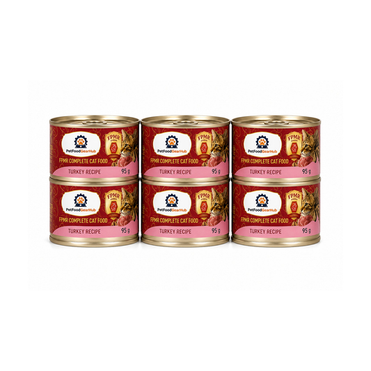 PetFoodGearHub FPMR turkey recipe complete wet cat food for adult cats and kittens, six-can pack
