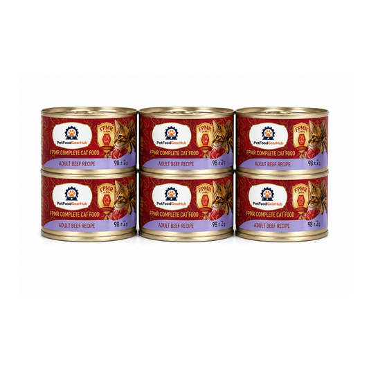 PetFoodGearHub FPMR adult beef recipe complete wet cat food, six-can pack