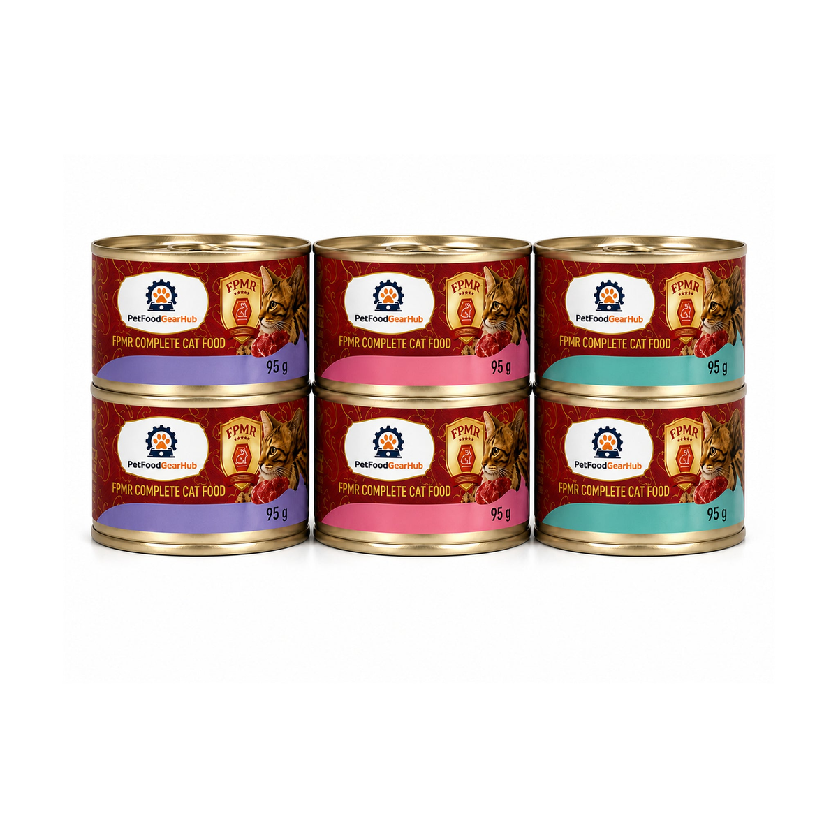 PetFoodGearHub FPMR assorted recipes complete wet cat food for adult cats and kittens, six-can pack