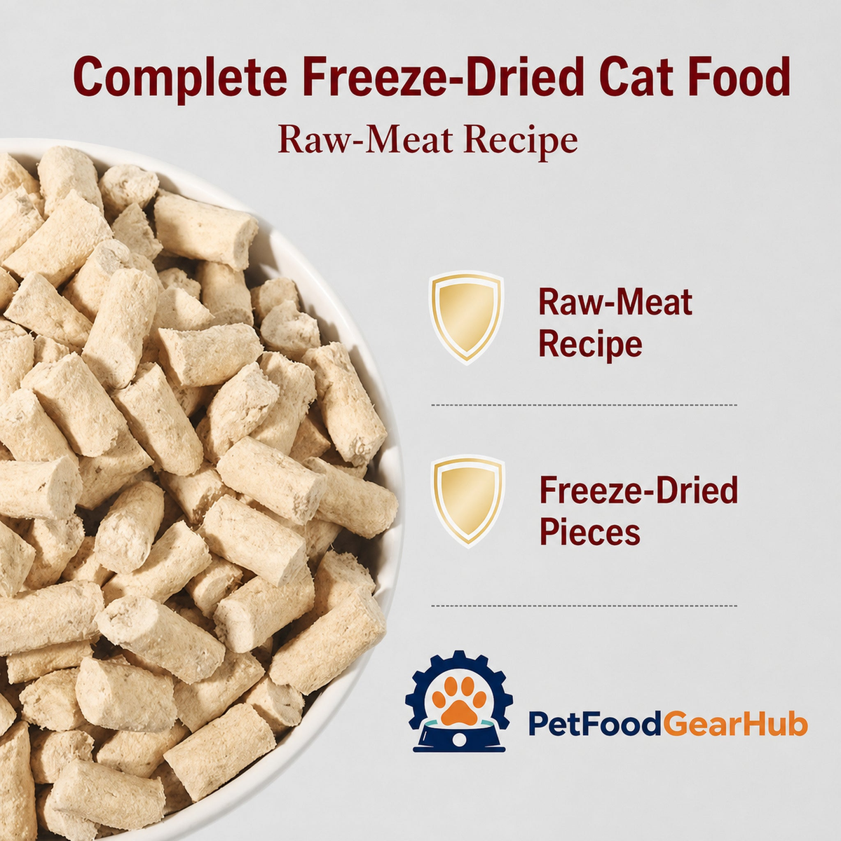 Complete freeze-dried cat food pieces
