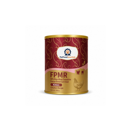 PetFoodGearHub FPMR 98% raw-meat complete freeze-dried cat food for kittens, chicken recipe, one package, 480 g each