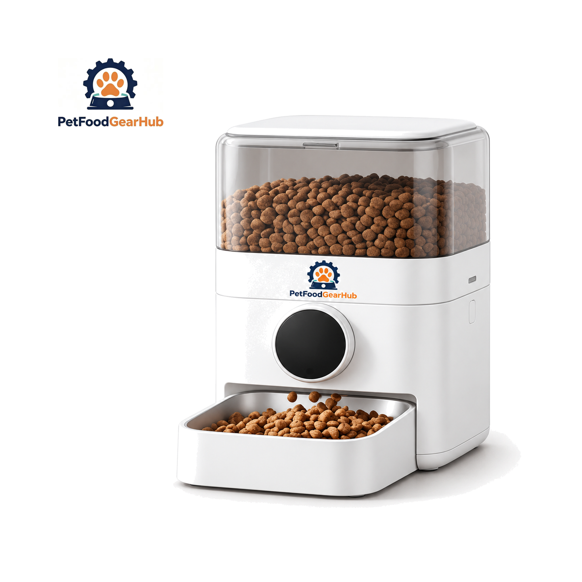 PetFoodGearHub Rechargeable Smart Automatic Pet Feeder on a pure white background