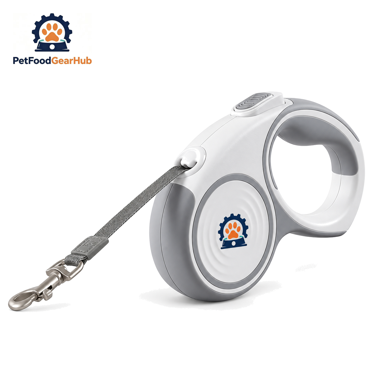 PetFoodGearHub Retractable Dog Leash — Gray and White 5 m Leash, up to 36 kg