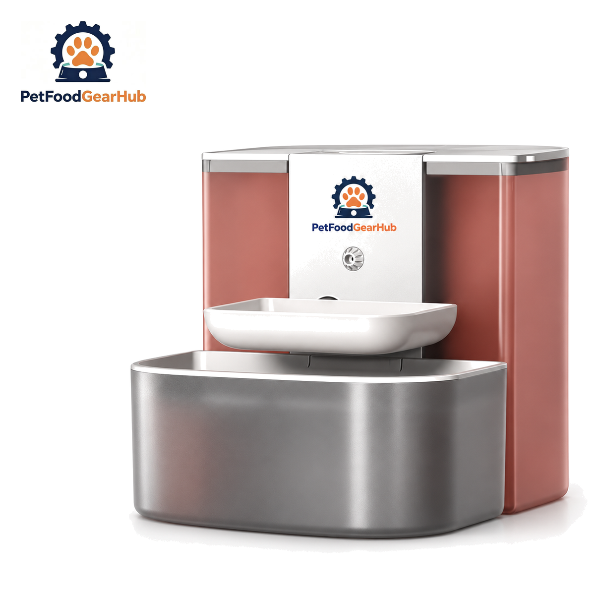 PetFoodGearHub PFGH H1PRO US Heated Pet Water Dispenser — PFGH H1PRO US Ceramic, White and Gray