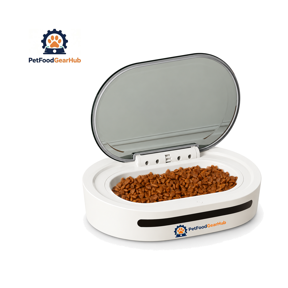 PetFoodGearHub Motion-Activated Covered Pet Feeder on a pure white background