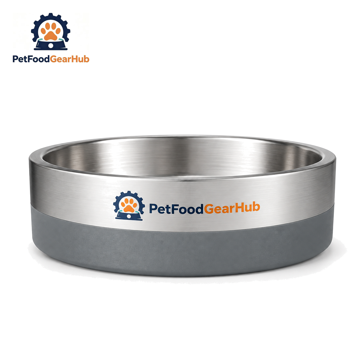PetFoodGearHub Double-Wall 304 Stainless Steel Pet Bowl — 304 Stainless Steel Bowl S, Titanium Gray