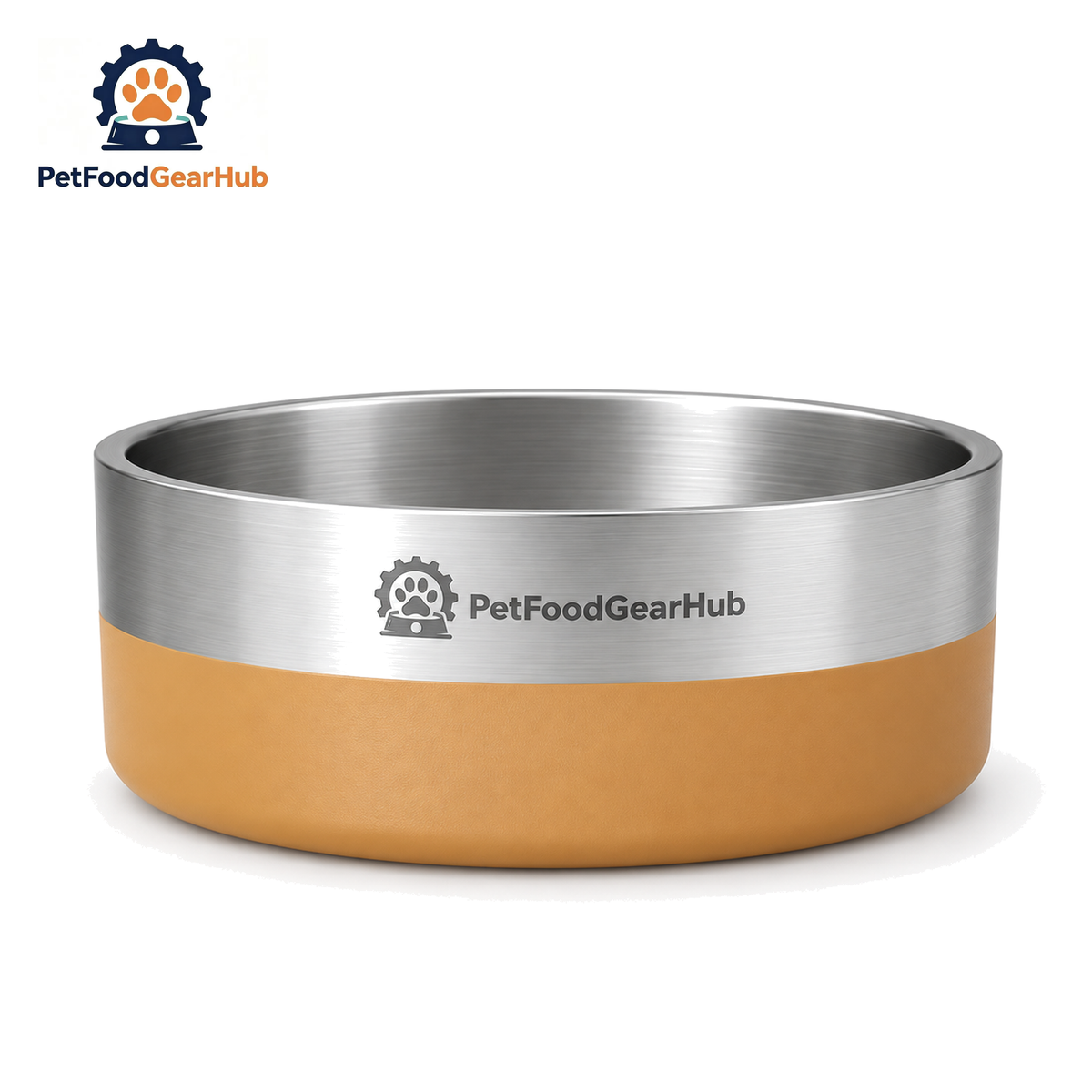 PetFoodGearHub Double-Wall 304 Stainless Steel Pet Bowl — 304 Stainless Steel Bowl L, Dune Yellow