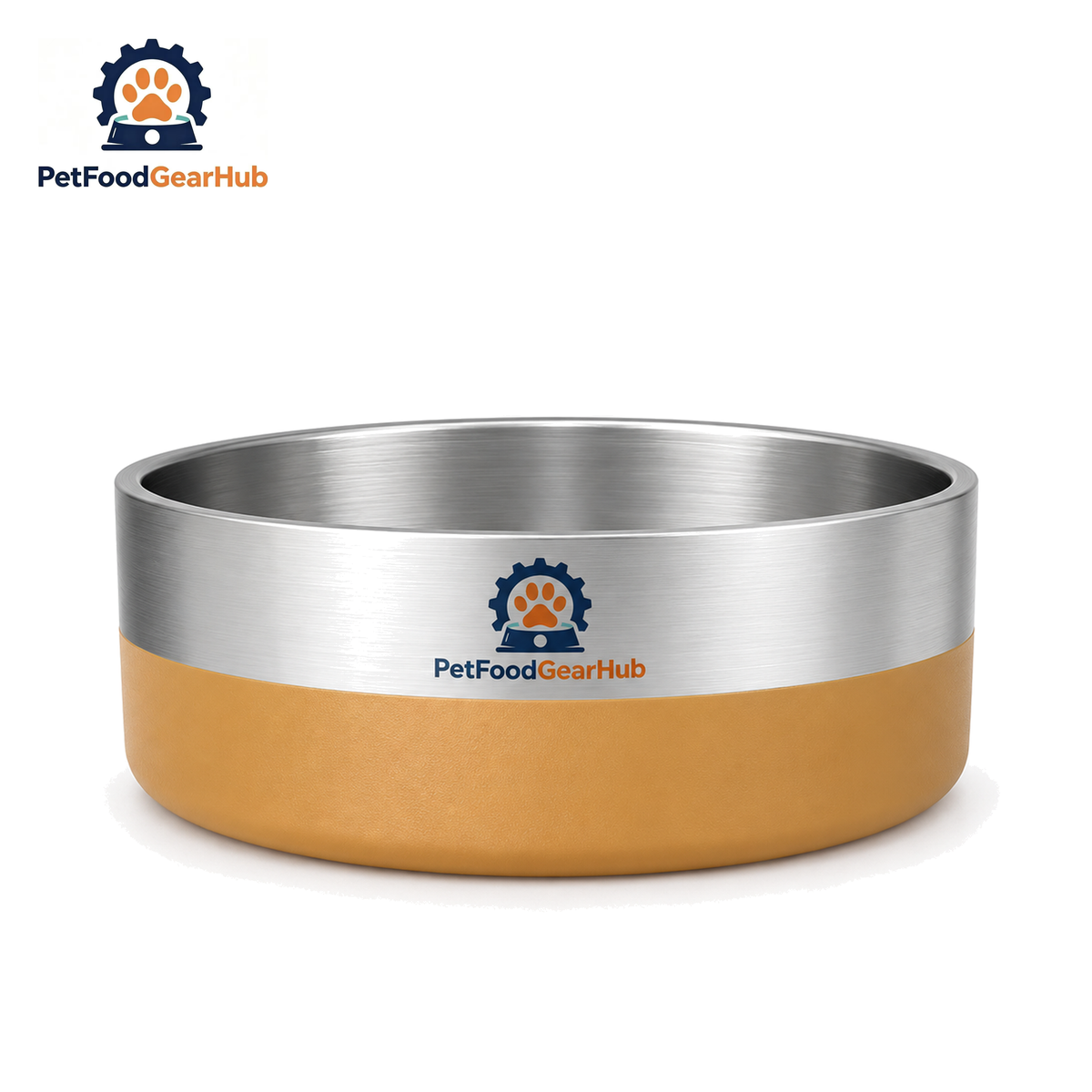 PetFoodGearHub Double-Wall 304 Stainless Steel Pet Bowl — 304 Stainless Steel Bowl M, Dune Yellow